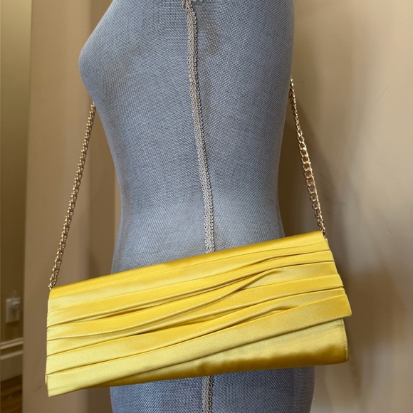 Christian Louboutin Yellow Satin Magnetic Clasp Clutch